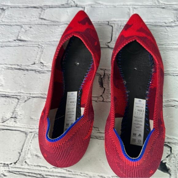 Rothy's Red Camouflage Pointed Toe Patterned Flats - Picture 7 of 7